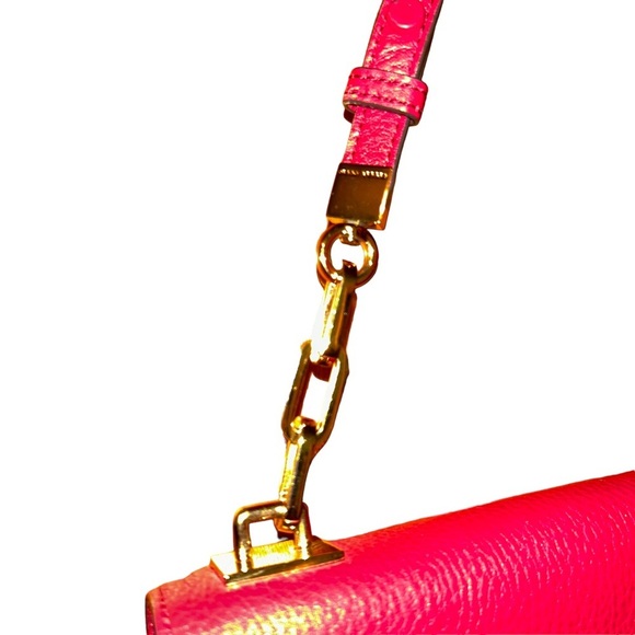 Henri Bendel New York red pebble leather shoulder bag chain purse